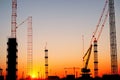 Silhouette Crane at Sunset on Construction Site. Generative Ai Royalty Free Stock Photo