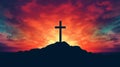 Silhouette of cross with backdrop of sunset