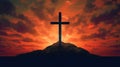 Silhouette of cross with backdrop of sunset
