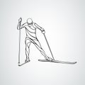 Silhouette of cross-country skiing. Geometric skier vector