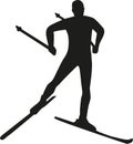 Silhouette cross country skiing Royalty Free Stock Photo