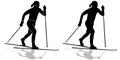 Silhouette of a cross - country skiing , vector drawing Royalty Free Stock Photo