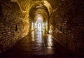 Silhouette of cross at the end of tunnel Royalty Free Stock Photo