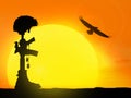 Silhouette of the cross of the fallen soldier. Royalty Free Stock Photo