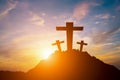 Silhouette of a cross on a hilltop Royalty Free Stock Photo