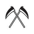 silhouette of crossed scythes. Vector illustration decorative design Royalty Free Stock Photo