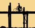 Silhouette crossing the U Bein bridge