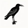 Silhouette Of A Crow On A Tree Stump - Chic Illustration With Raw Character