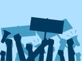 Silhouette crowd of people protesters. Protest. revolution. conflict. vector illustration Royalty Free Stock Photo