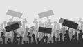 Silhouette crowd of people protesters. Protest. revolution. conflict. vector illustration Royalty Free Stock Photo