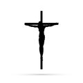 Silhouette of the crucifixion of Jesus Christ on a white background