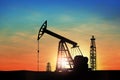 Silhouette of crude oil pump Royalty Free Stock Photo