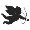 A silhouette of a cupid with an arrow