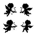 Silhouette cupid with shadow isolated on the white background for valentine and wedding card decoration vector illustration eps 10