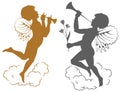 Silhouette Cupid with Trumpet Illustration for internet and mobile website