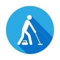 Silhouette Curling athlete isolated icon with long shadow. Winter sport games discipline signs and symbols can be used for web,