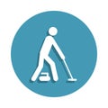 Silhouette Curling icon in badge style. One of Winter sports collection icon can be used for UI, UX