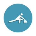 Silhouette Curling icon in badge style. One of Winter sports collection icon can be used for UI, UX