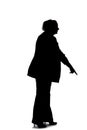 Silhouette of a Curvy Businesswoman Pointing at Something Royalty Free Stock Photo