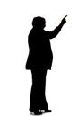 Silhouette of a Curvy Businesswoman Pointing at Something Royalty Free Stock Photo