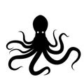 Silhouette of a cute black octopus. flat vector illustration isolated