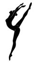 Silhouette of a cute lady, she is dancing ballet. The girl has a beautiful figure. The woman is a young slim and sexy ballet