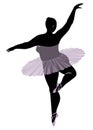 Silhouette of a cute lady, she is dancing ballet. The woman has an overweight body. Girl is plump. Woman ballerina, gymnast.