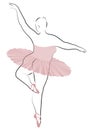 Silhouette of a cute lady, she is dancing ballet. The woman has an overweight body. Girl is plump. Woman ballerina, gymnast.