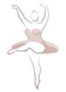 Silhouette of a cute lady, she is dancing ballet. The woman has an overweight body. Girl is plump. Woman ballerina, gymnast. Royalty Free Stock Photo