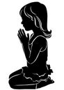 Silhouette cute little girl praying Royalty Free Stock Photo