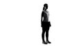 Silhouette of cyber girl standing on white background, artificial intelligence