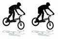 Silhouette of a cyclist - biketrial , vector drawing Royalty Free Stock Photo