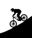 Silhouette of the cyclist on downhill bike Royalty Free Stock Photo