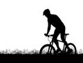 Silhouette of a cyclist on a mountain bike