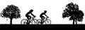 Silhouette Cyclist People On Bicycle Bikes In Park