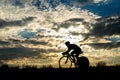 Silhouette of a cyclist in sunset Royalty Free Stock Photo