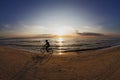 Silhouette of a cyclist at sunset Royalty Free Stock Photo