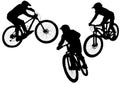 Silhouette of a cyclist in three different conditions