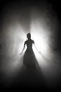 Silhouette dancer performing dance figures. Royalty Free Stock Photo