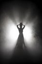 Silhouette dancer performing dance figures. Royalty Free Stock Photo