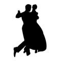 Silhouette of a dancing couple. Man and woman dancing tango. Vector illustration