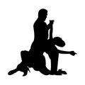 Silhouette of a dancing couple. Man and woman dancing tango. Vector illustration