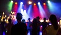 Silhouette of a dancing crowd at a live concert on stage