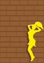 Silhouette of dancing girl against a brick wall