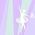 Silhouette of dancing girl with butterfly.