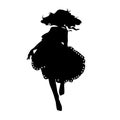 Silhouette of a dancing girl in fluffy skirt Royalty Free Stock Photo