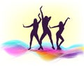 Silhouette of a dancing girls abstract. hand drawing. Not AI, Illustrat3. Vector illustration Royalty Free Stock Photo