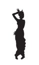 Silhouette of dancing indian girl Royalty Free Stock Photo