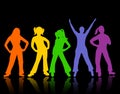 Silhouette of dancing people Royalty Free Stock Photo