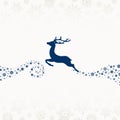 Dark Blue To The Left Flying Reindeer Snowflakes Beige